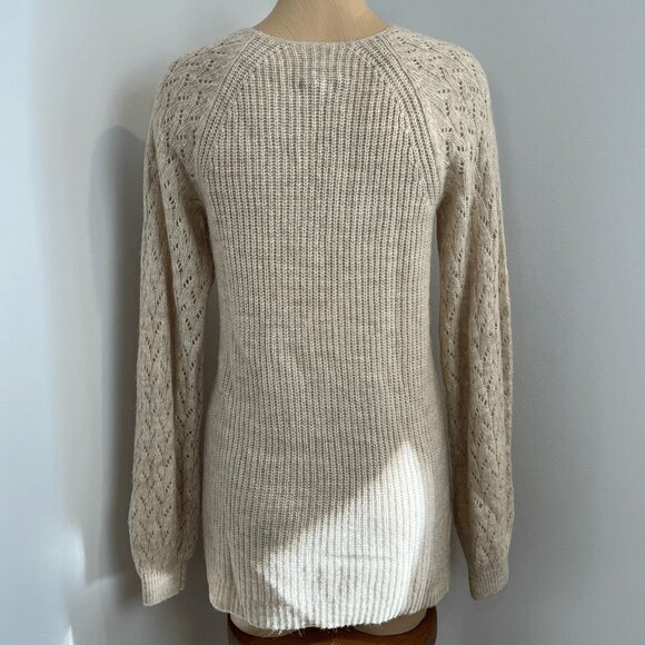 RW&CO. Delicate V Neck Knit Crochet Balloon Long Sleeve Tunic Sweater S Dainty - Picture 4 of 13